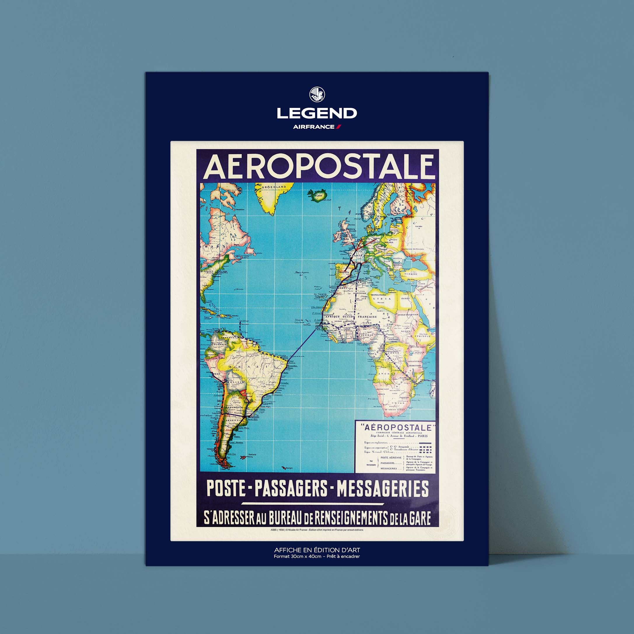 Affiche Air France - Poste - Passagers - Messageries-oneart.fr