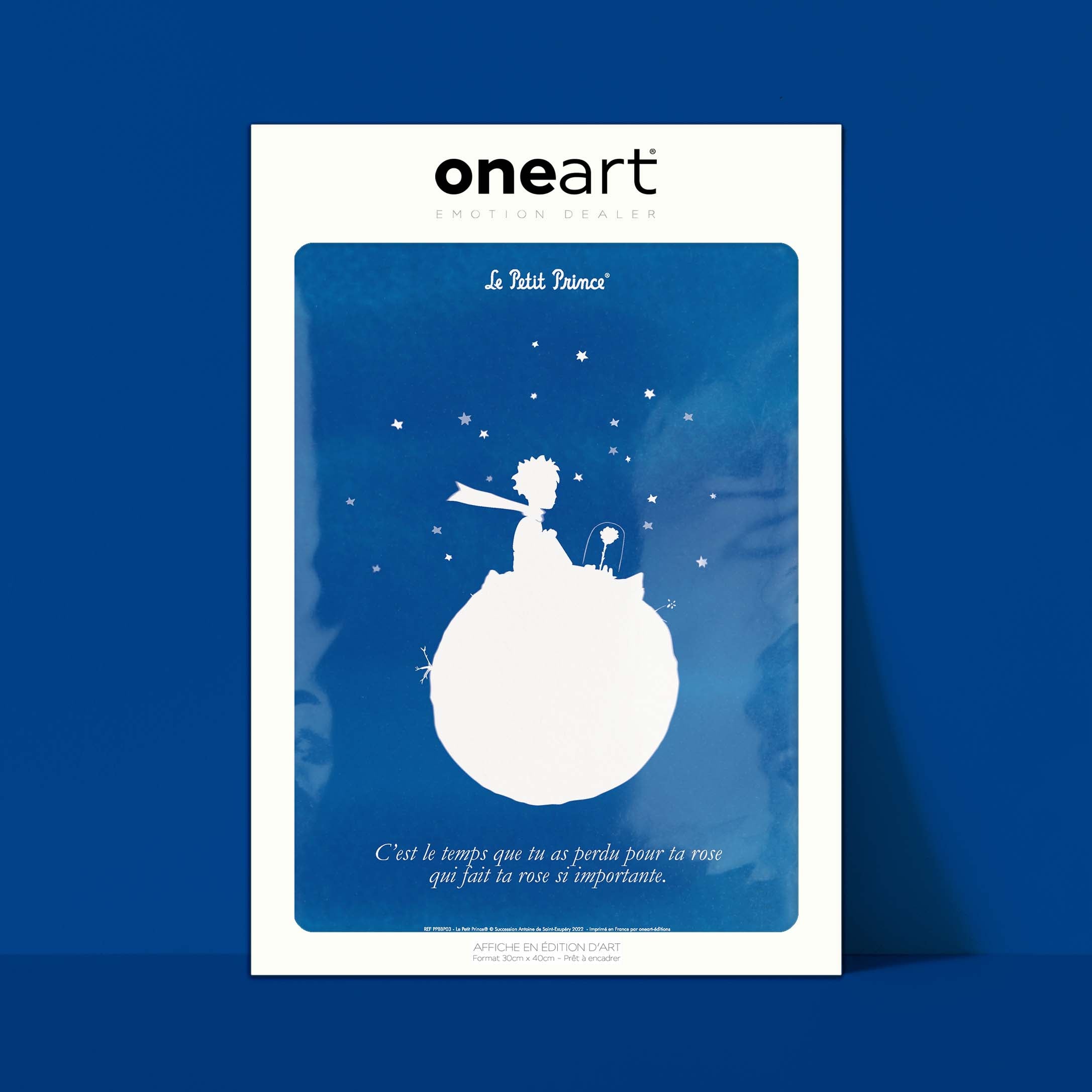 Affiche Le petit prince - Collection Bleu Blanc Prince Planète-oneart.fr