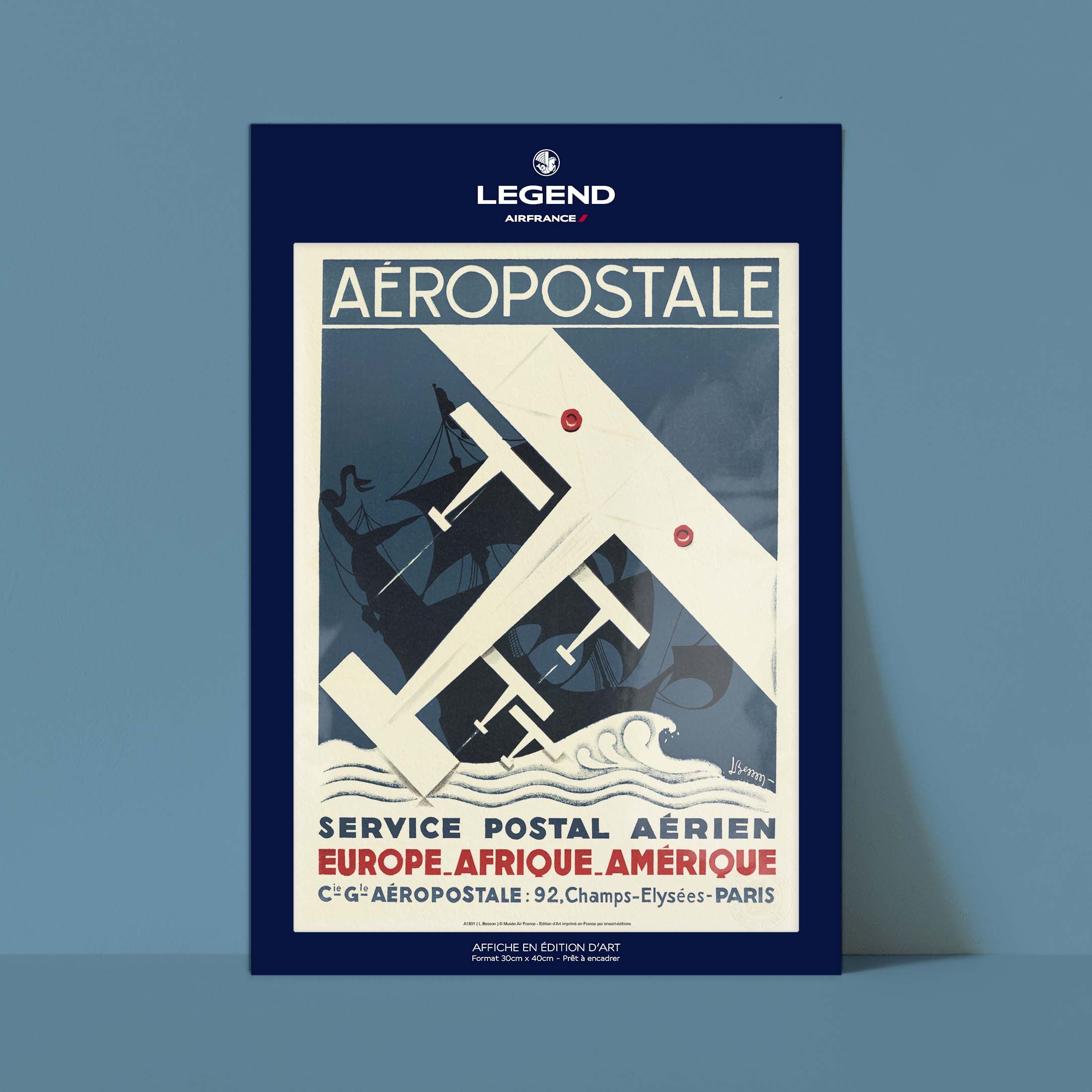 Affiche Air France - Service postal aérien-oneart.fr