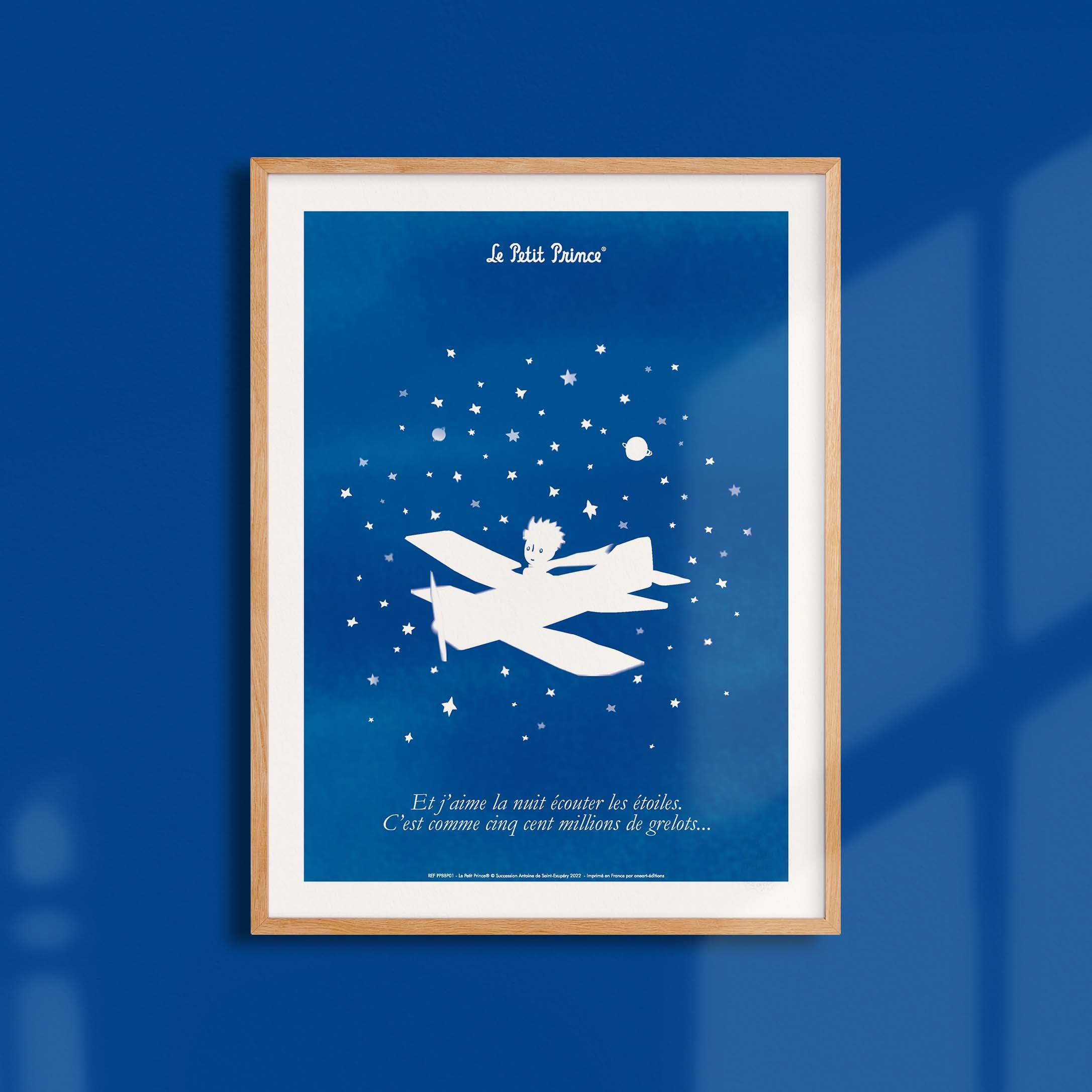 Affiche Le petit prince - Collection Bleu Blanc Prince Avion-oneart.fr