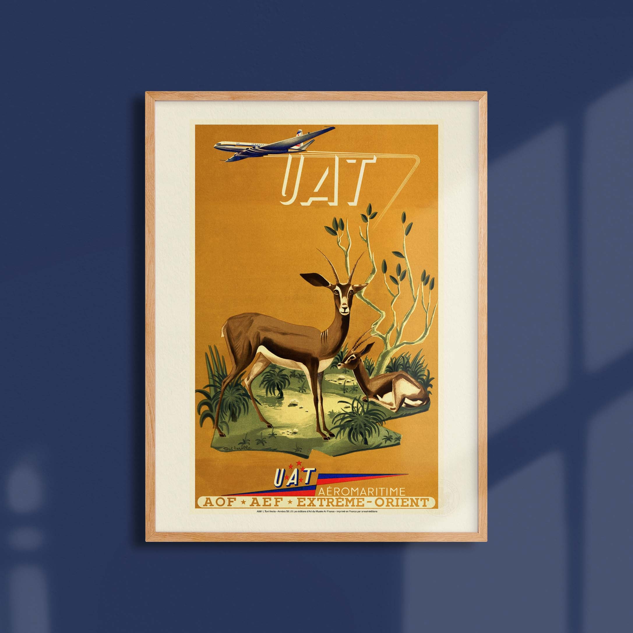 Affiche Air France - Savane & Antilope (UAT)-oneart.fr