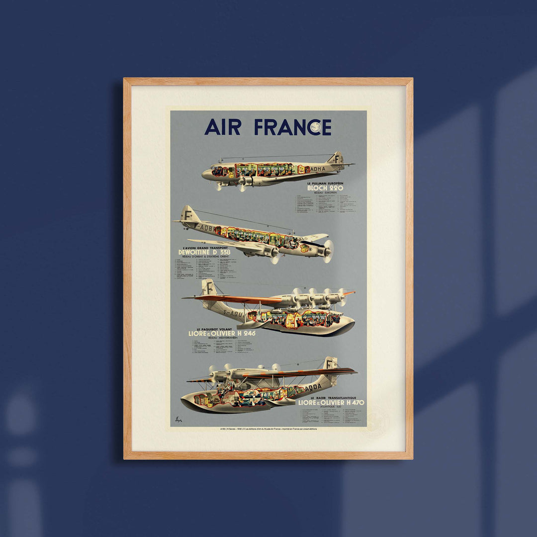 Affiche Air France - Flotte époque