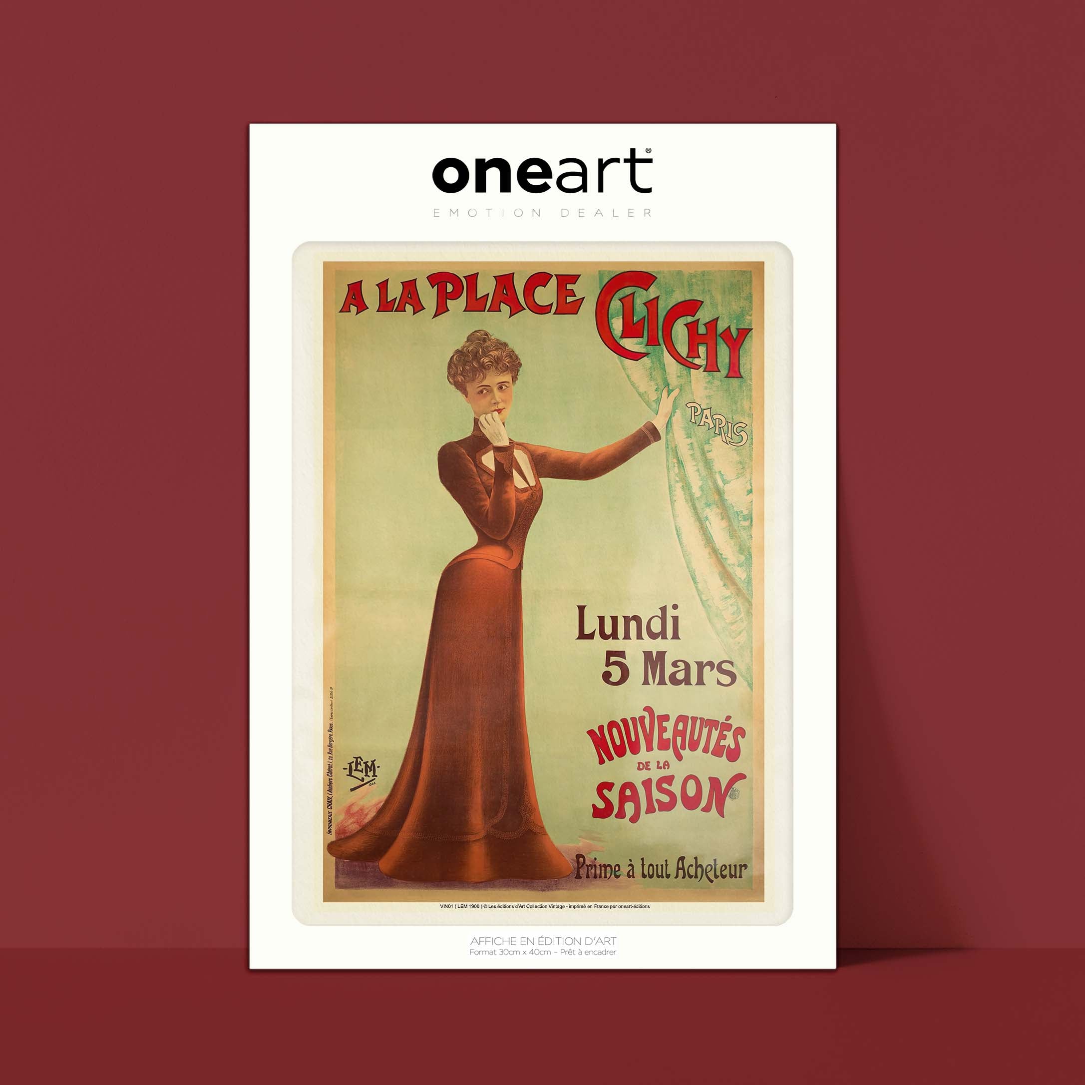 Affiche publicité vintage - A la place Clichy-oneart.fr