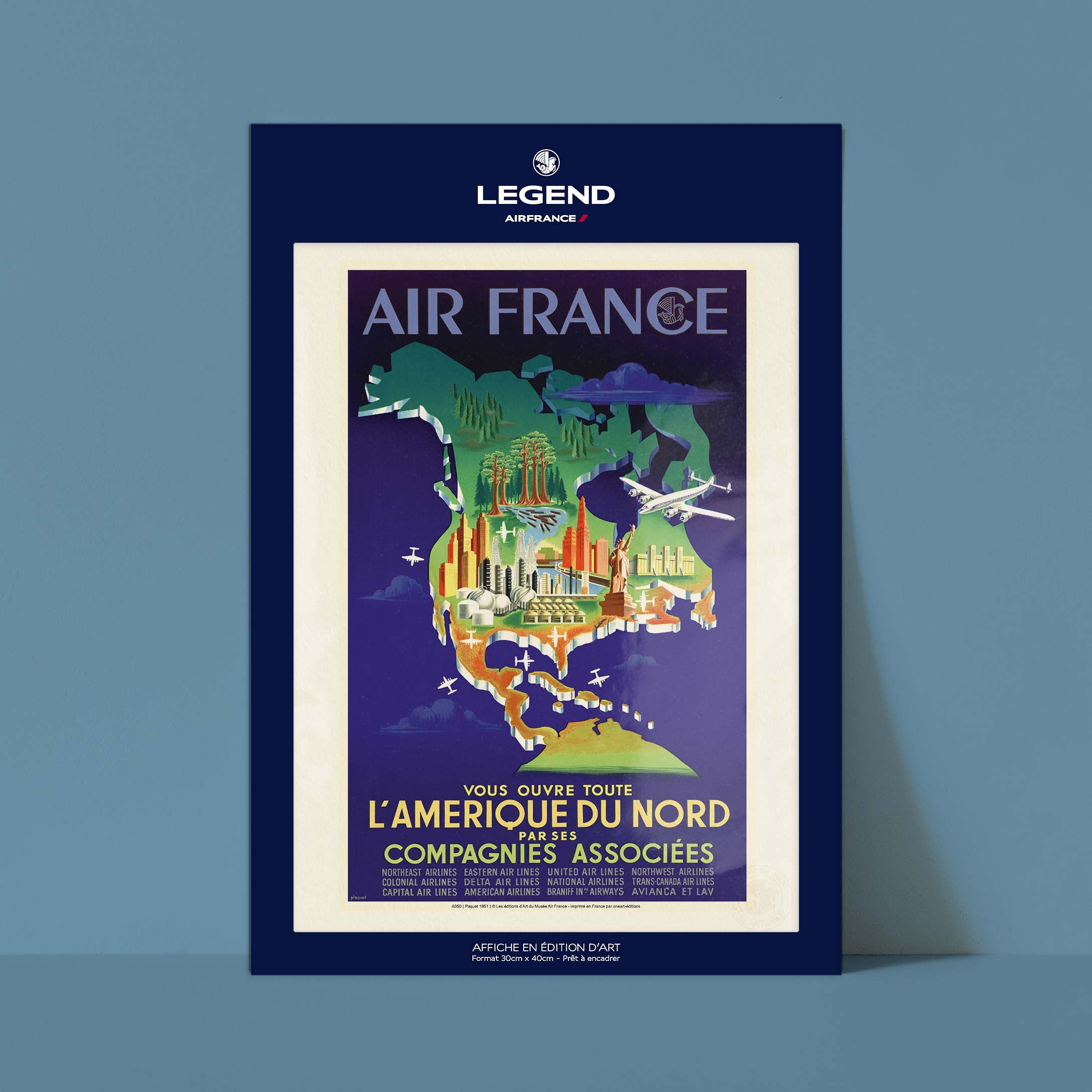 Affiche Air France - L'Amérique du Nord-oneart.fr