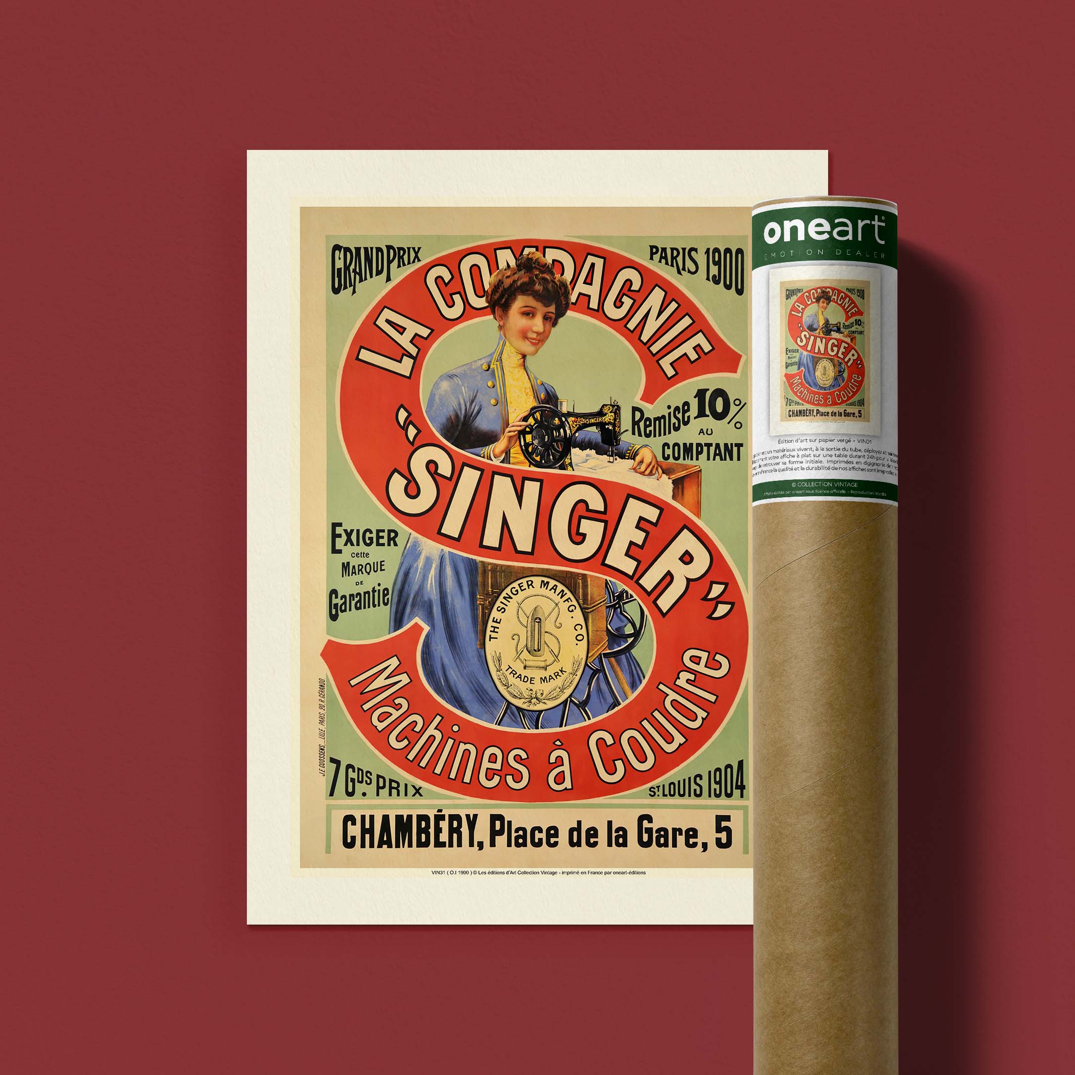 Affiche publicité vintage - Singer Machines à coudre-oneart.fr