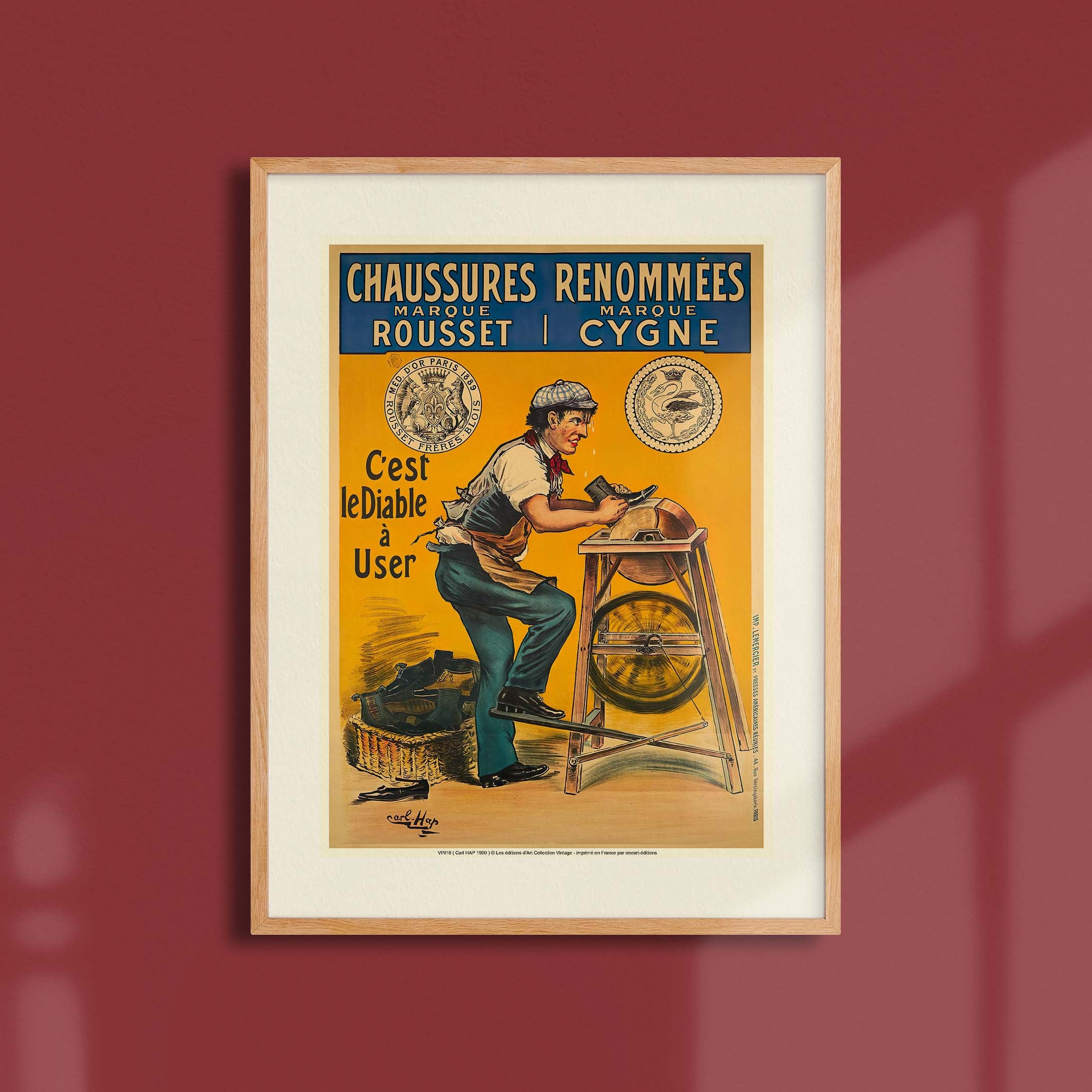 Affiche publicité vintage - Marque Cygne-oneart.fr