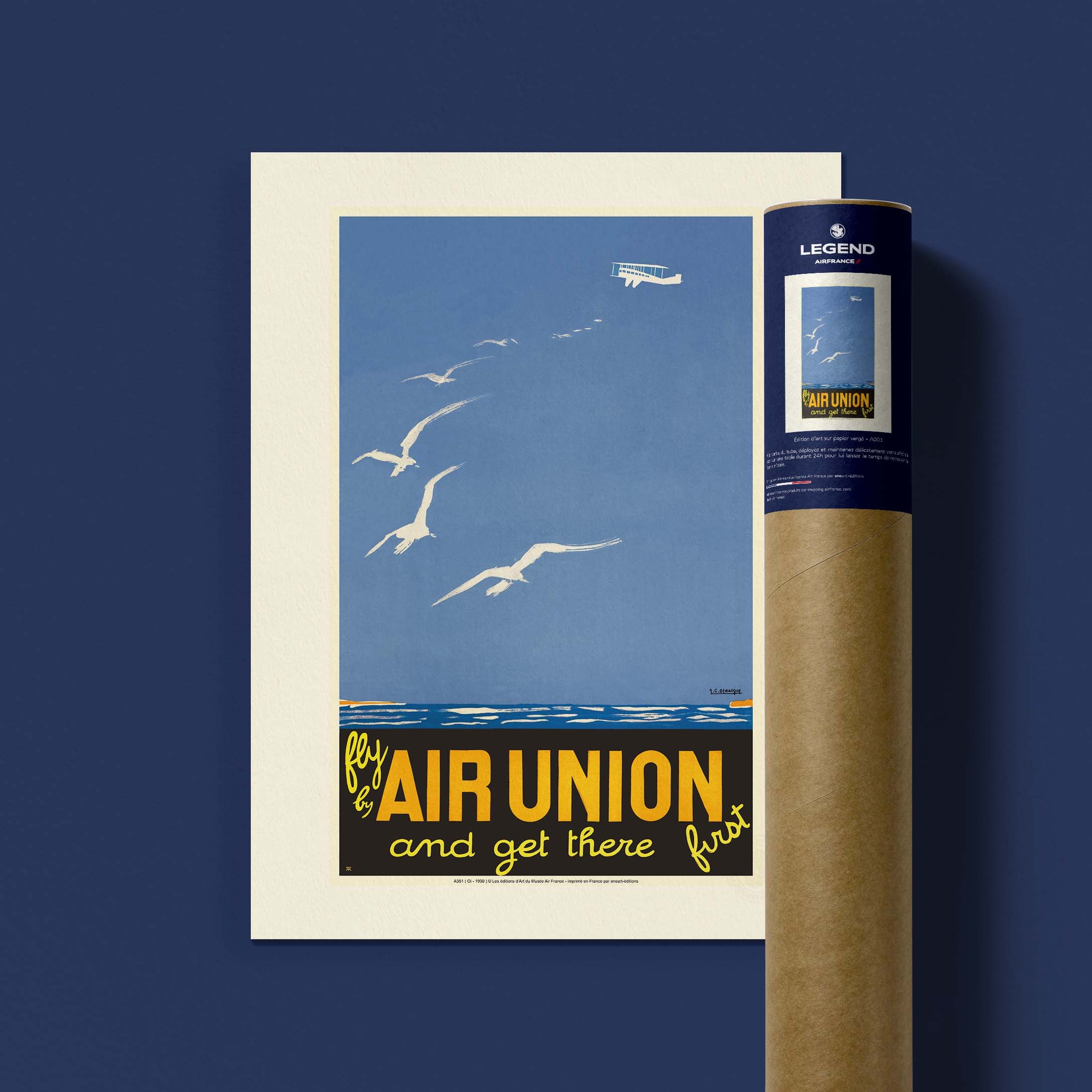 Affiche Air France - Fly by Air Union and get there first-oneart.fr