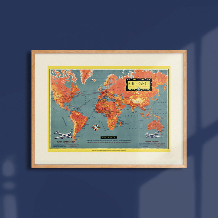 Affiche Air France - Planisphère découvrez le monde…