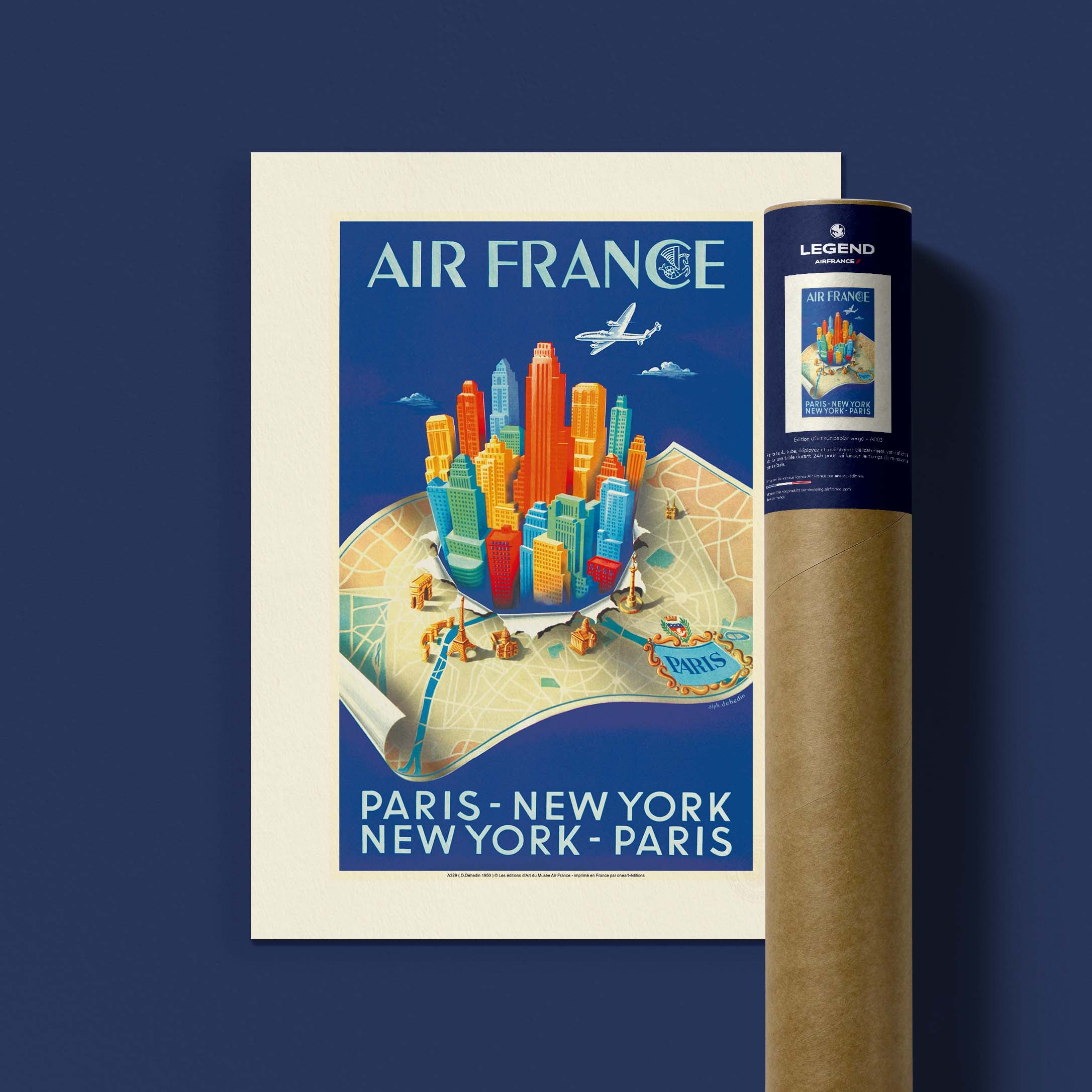 Affiche Air France - Paris New-York Building map-oneart.fr