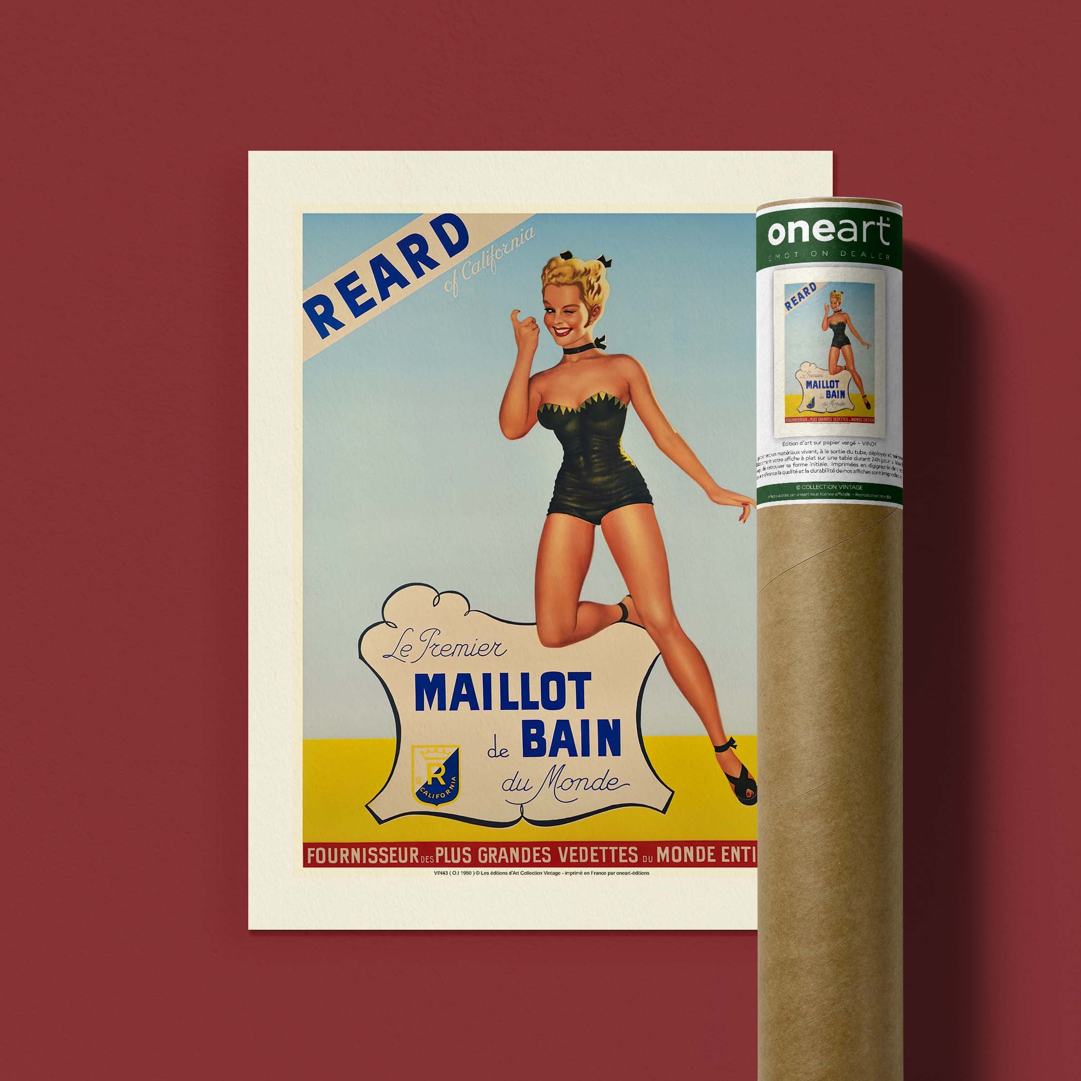 Affiche publicité vintage - Premier maillot de bain-oneart.fr