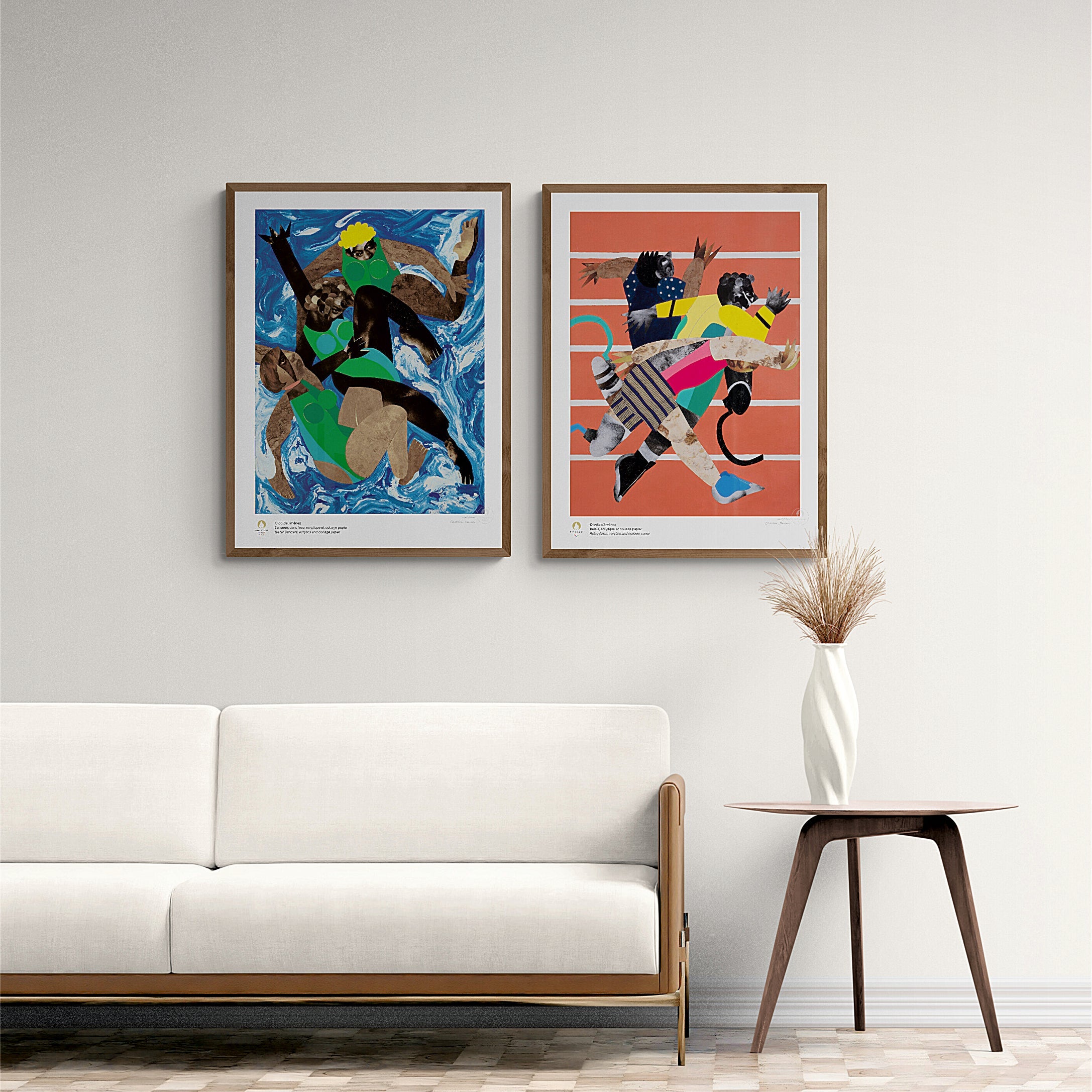 Diptyque d'affiches artistiques Paris 2024 pour les jeux olympiques et paralympiques par Clotilde Jiménez-oneart.fr