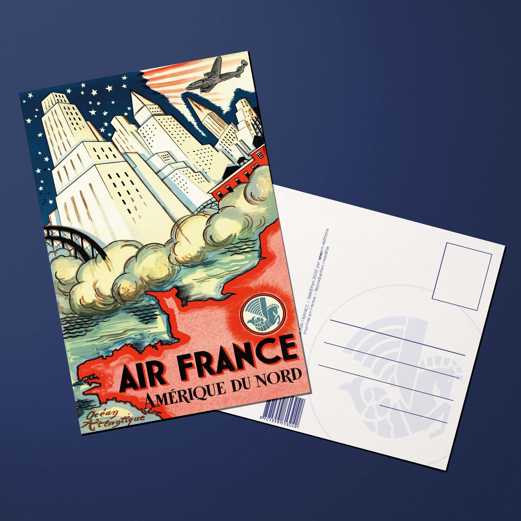 Air France Legend North America postcard, buildings
