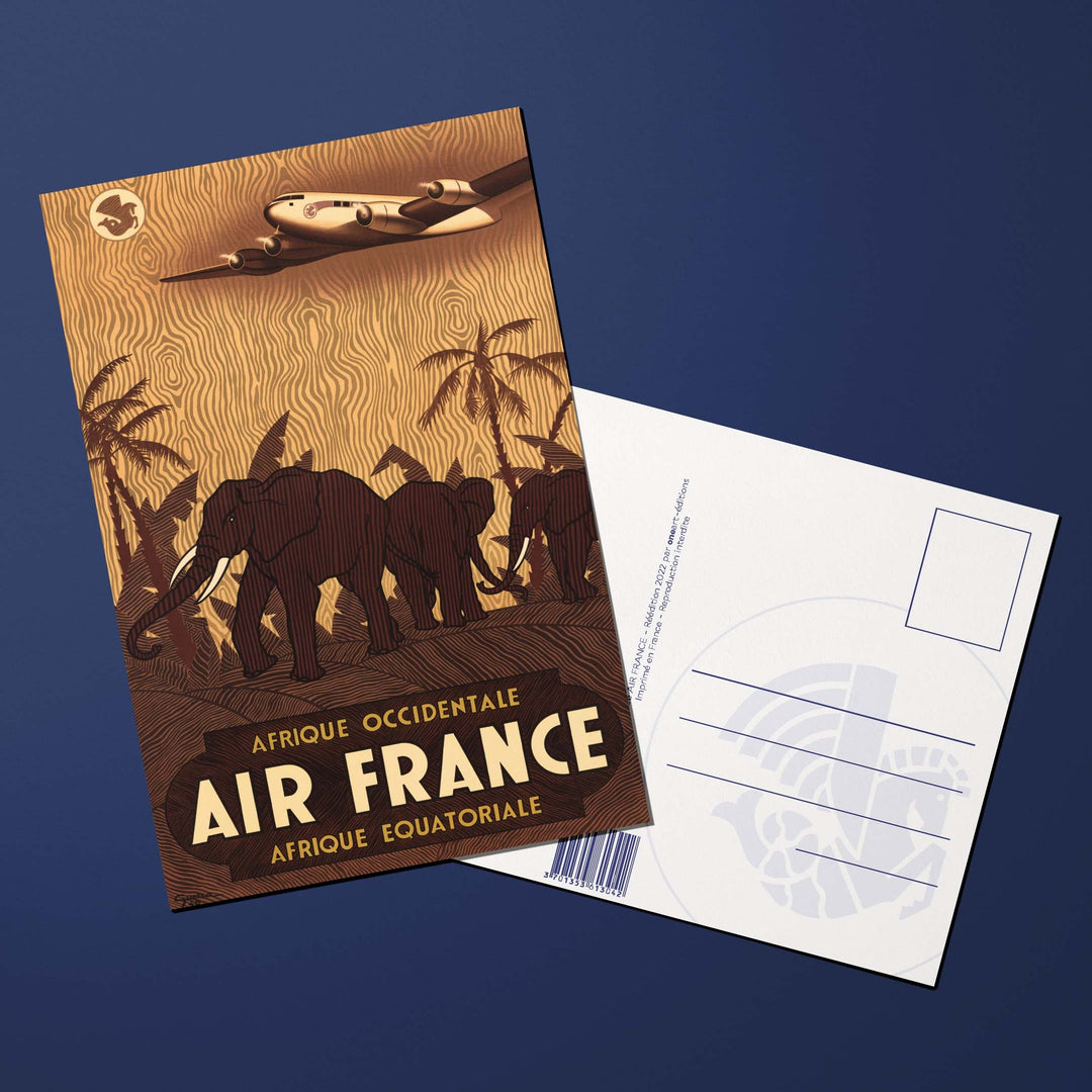 Carte postale Air France Legend Afrique occidentale/équatoriale, éléphants