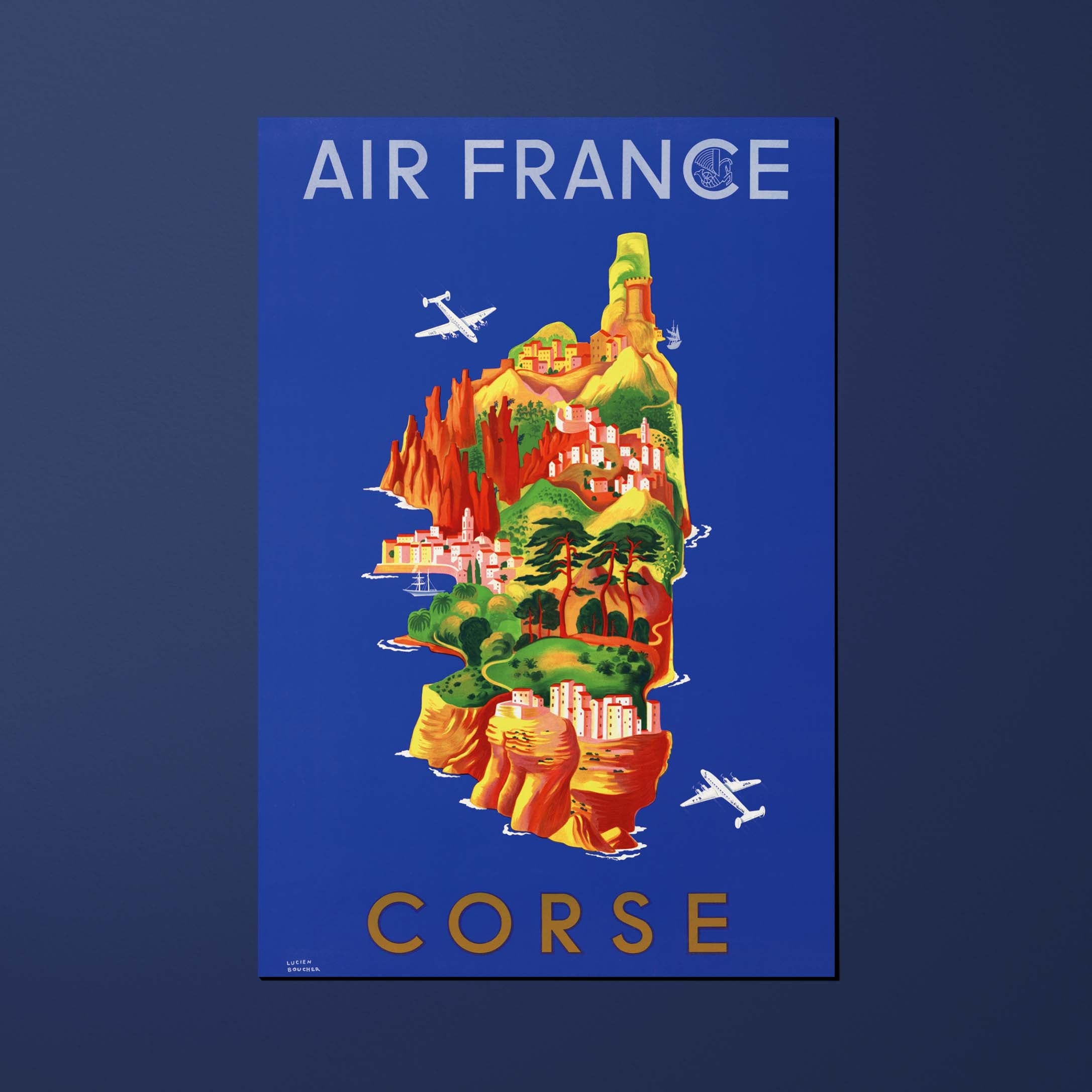 Postcard Air France Legend Corse, island