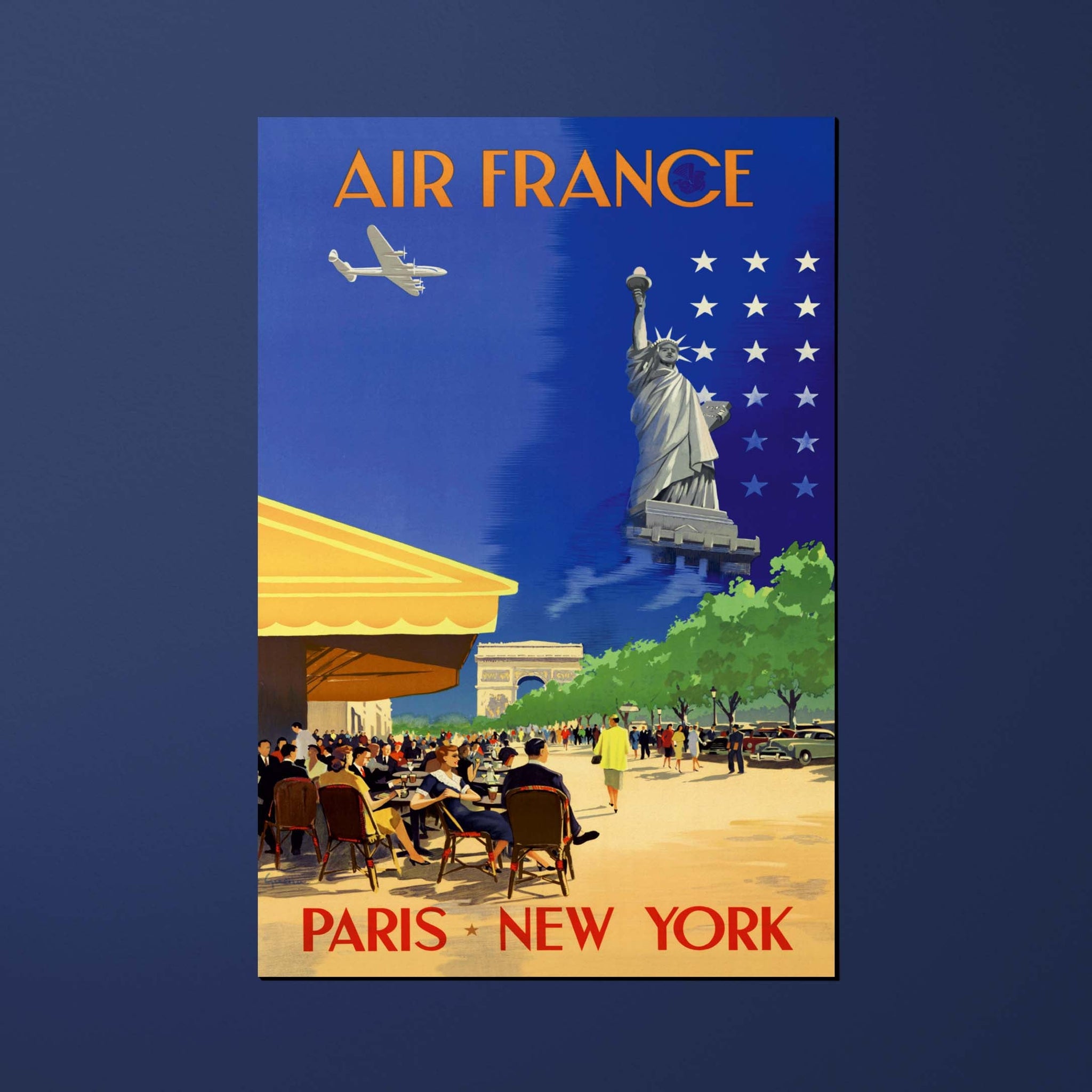 Carte Postale Rétro French Line - New York, Le Havre, Paris