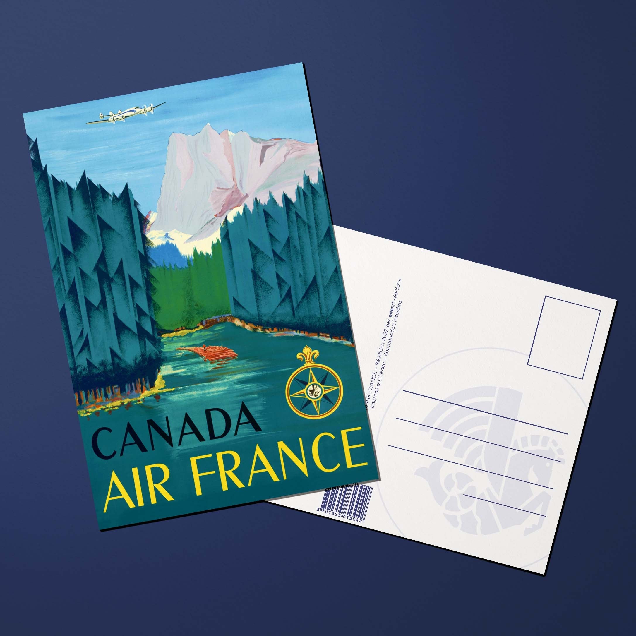Air France Legend Canada postcard, mountain and river