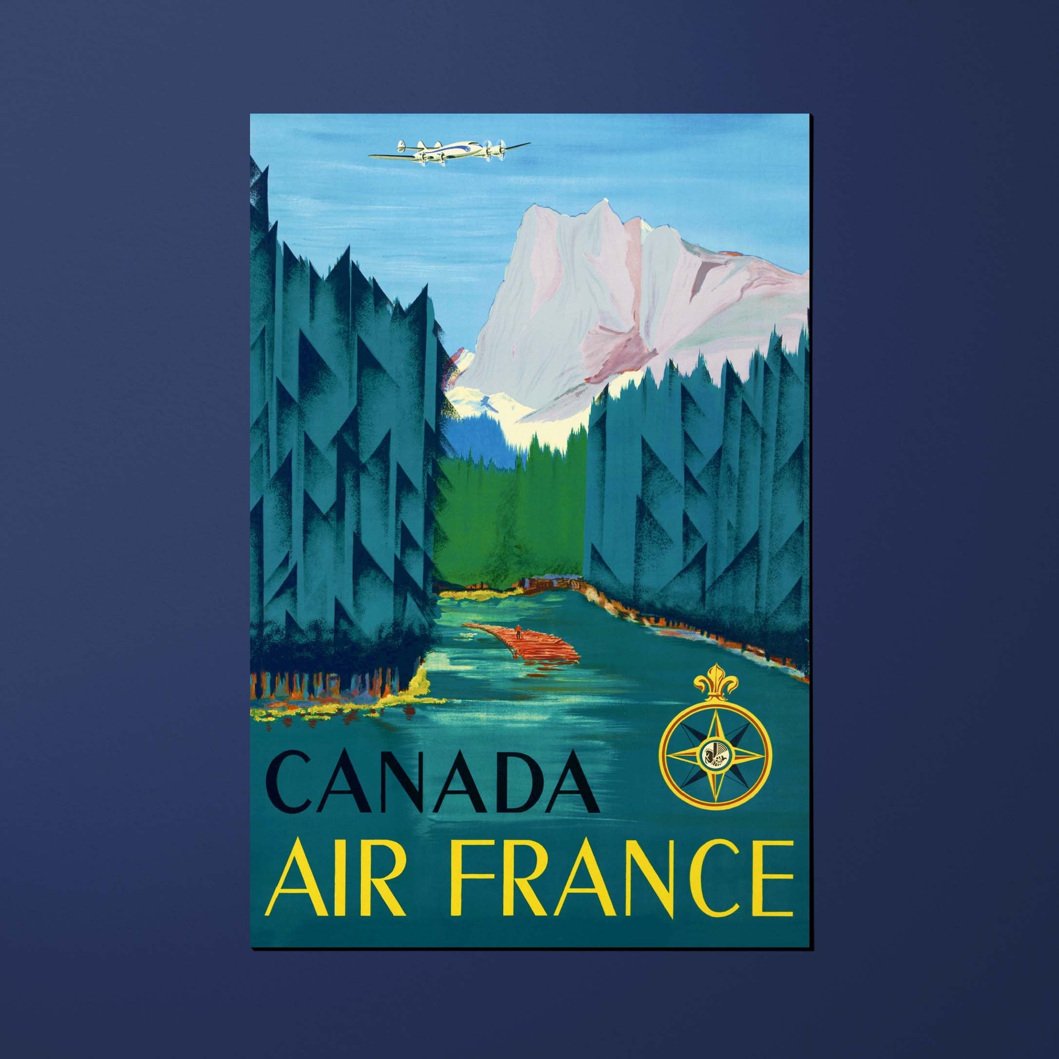 Carte postale Air France Legend Canada, montagne et rivière