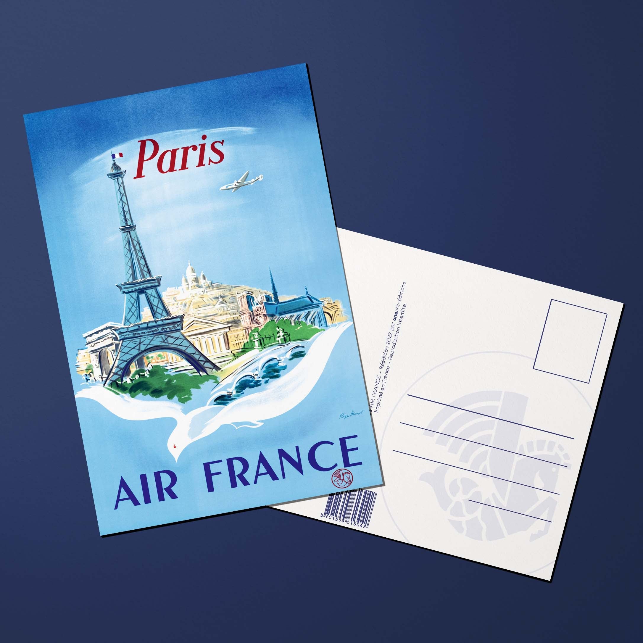 Air France Legend postcard Paris, Eiffel Tower and dove