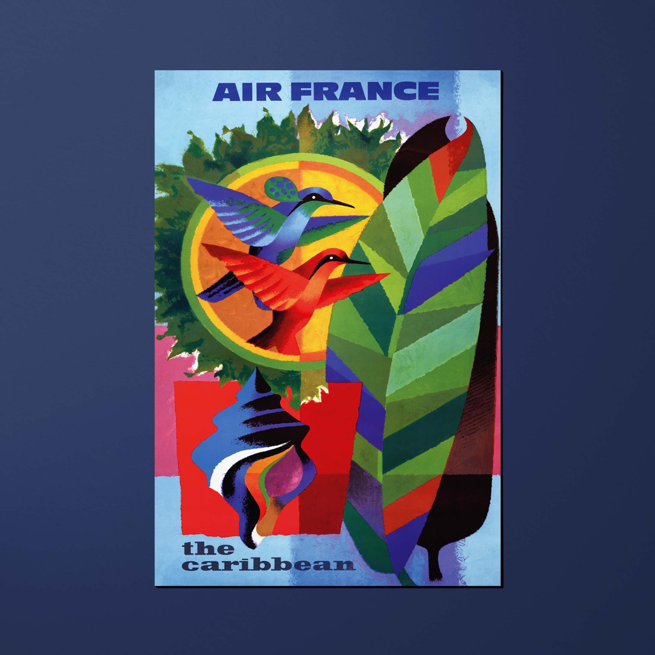 Air France Legend The Caribbean postcard, shell and birds