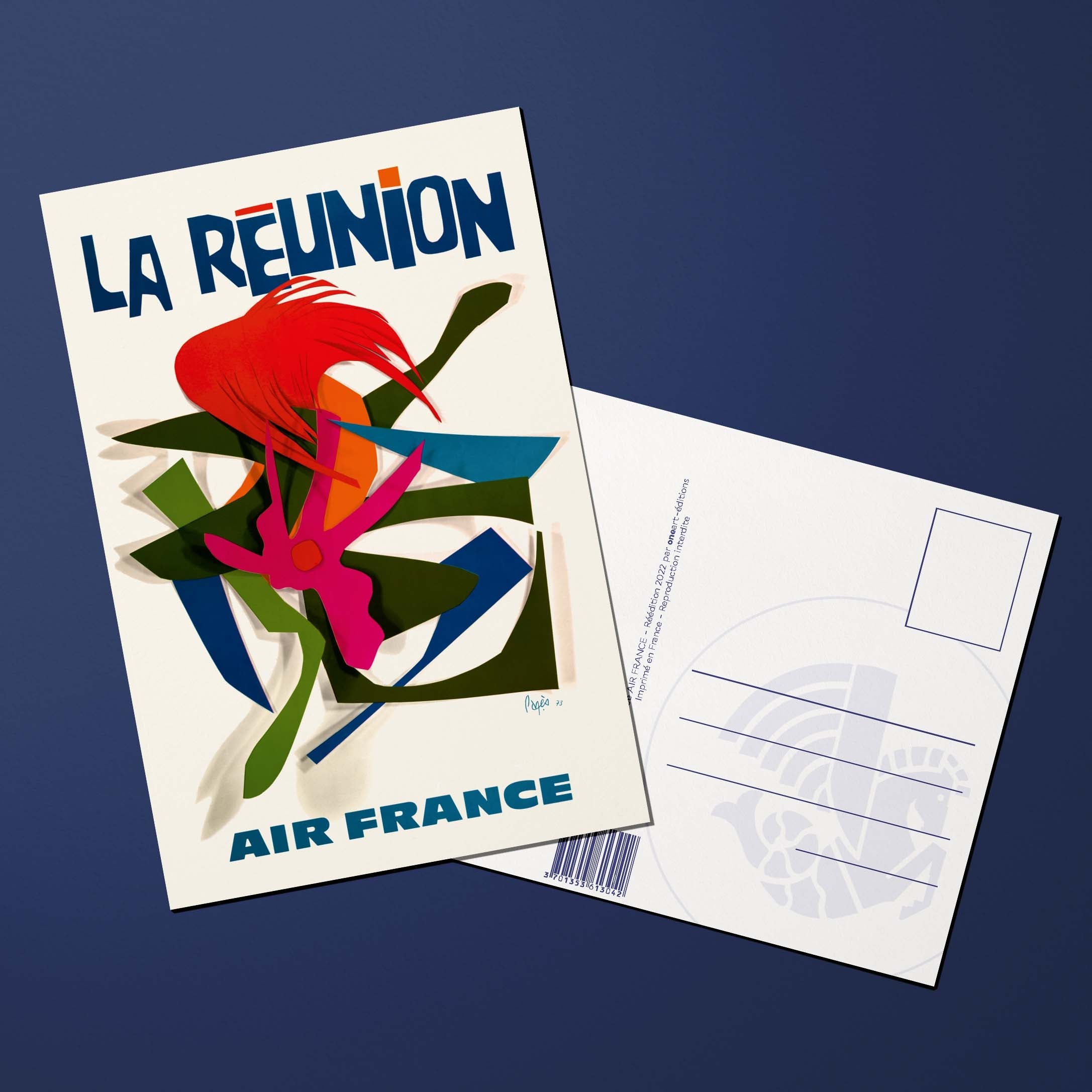 Air France Legend La Réunion postcard, cut-outs