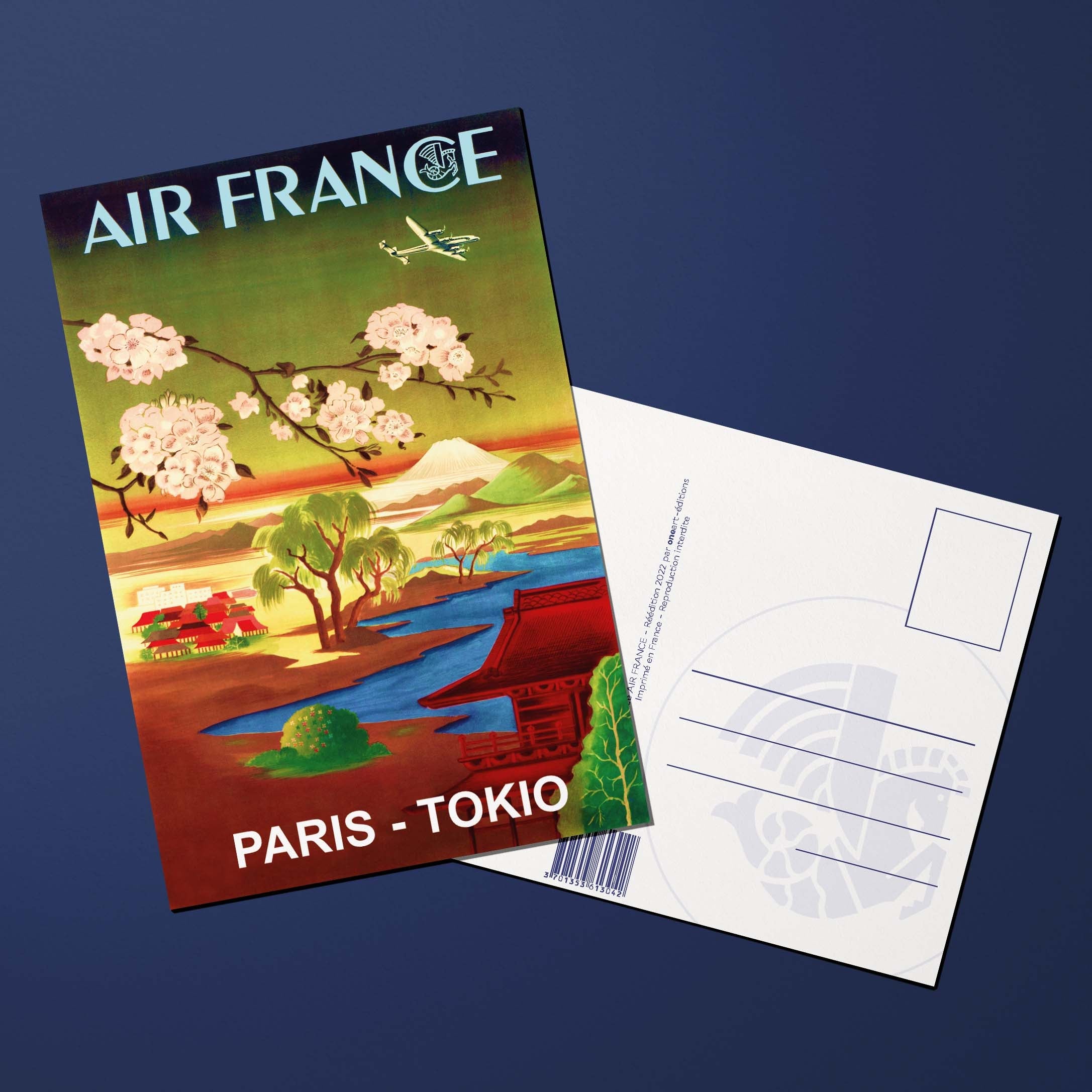 Air France Legend Paris postcard - Tokio, cherry blossoms