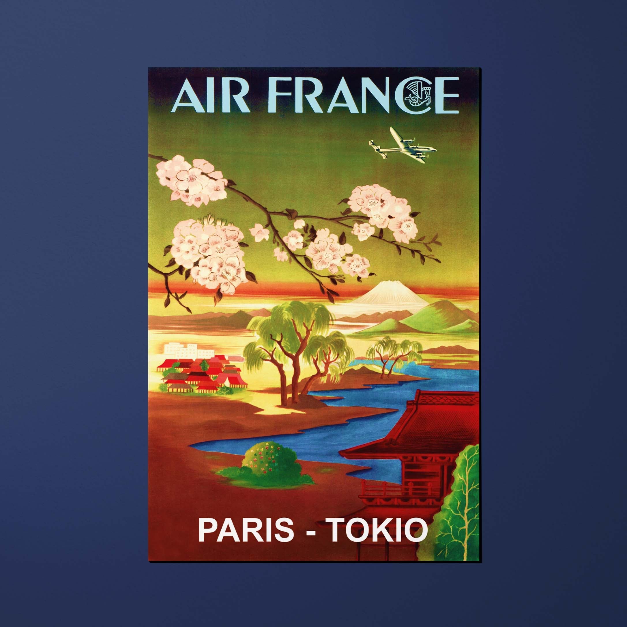 Air France Legend Paris postcard - Tokio, cherry blossoms