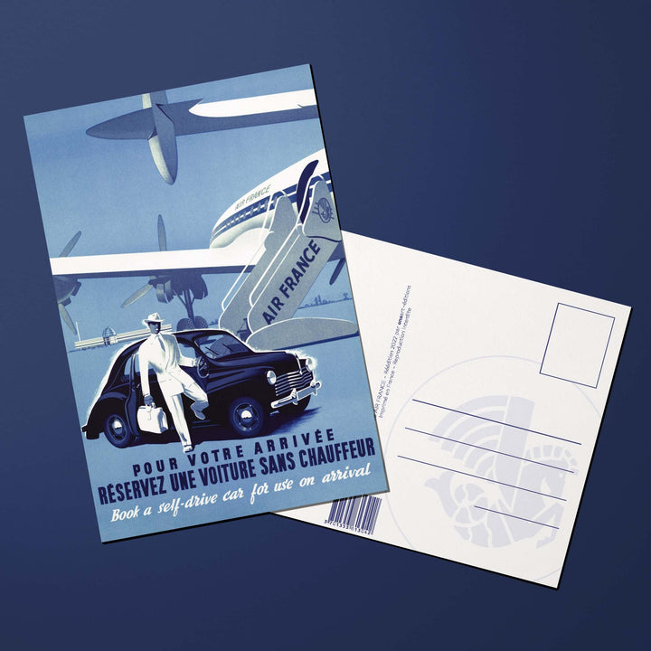 Carte postale Air France Legend Pour votre arrivée réservez une voiture