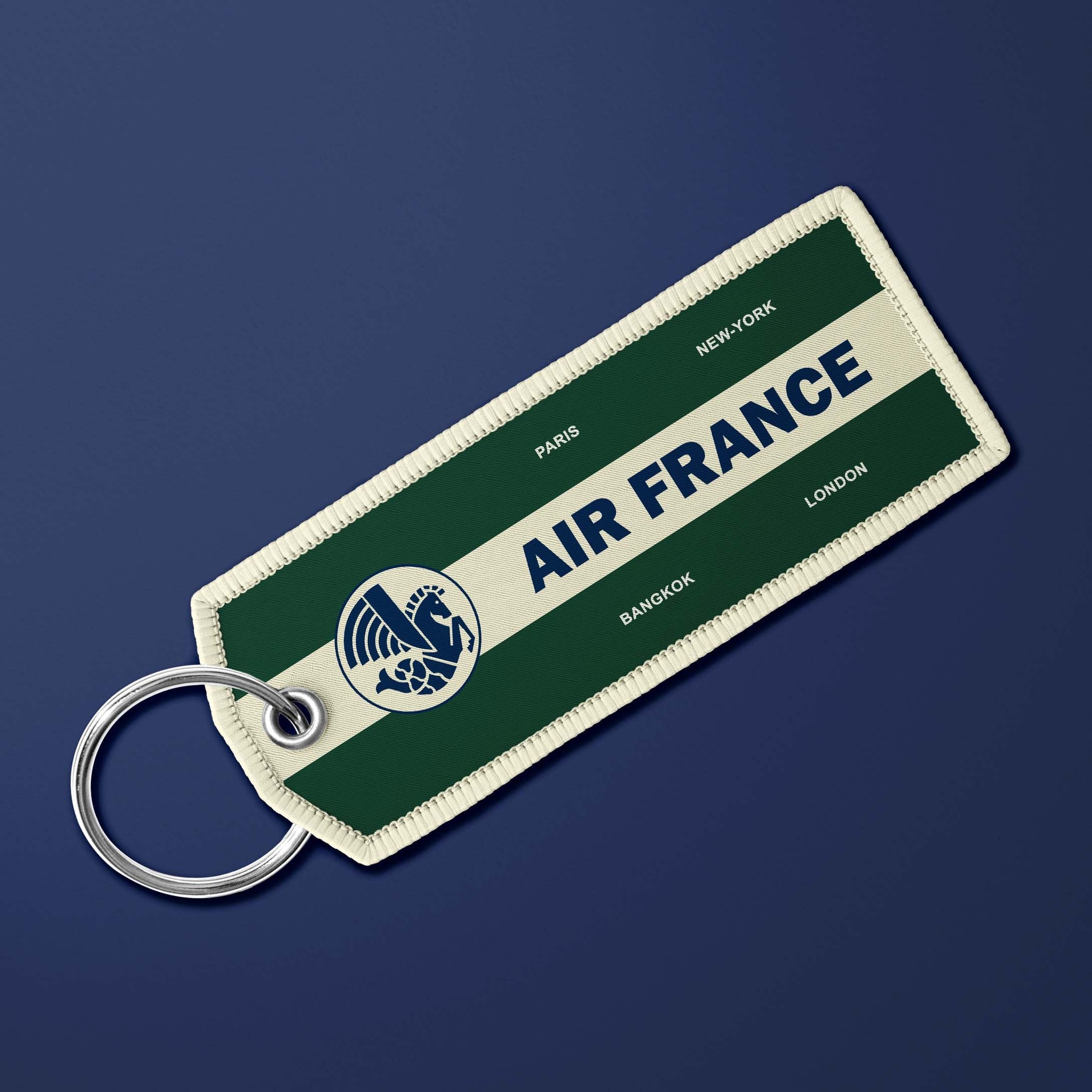 Air France Legend Vintage flame key ring Dark green