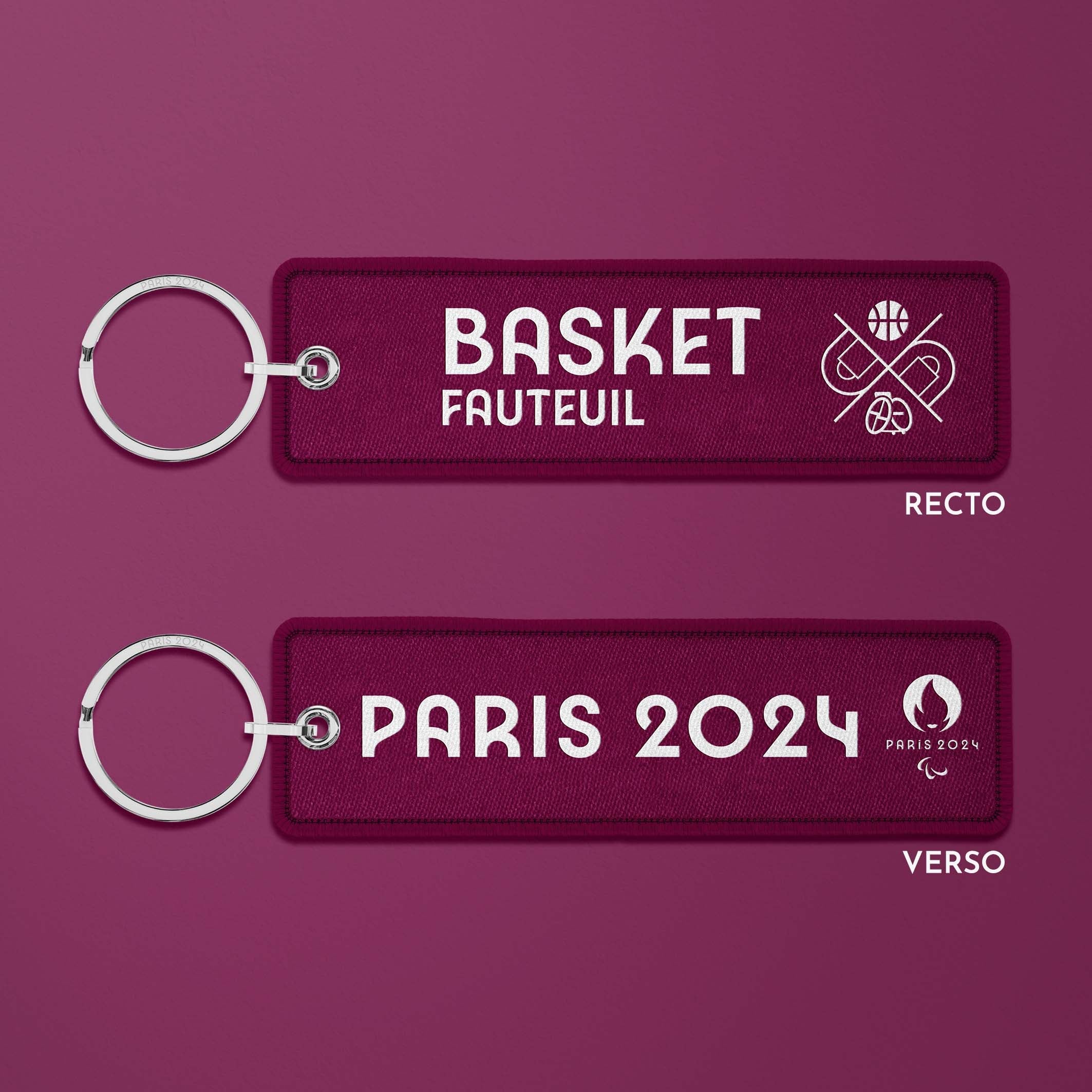Porte-clés flamme Paris 2024 Burgundy - Basket fauteuil