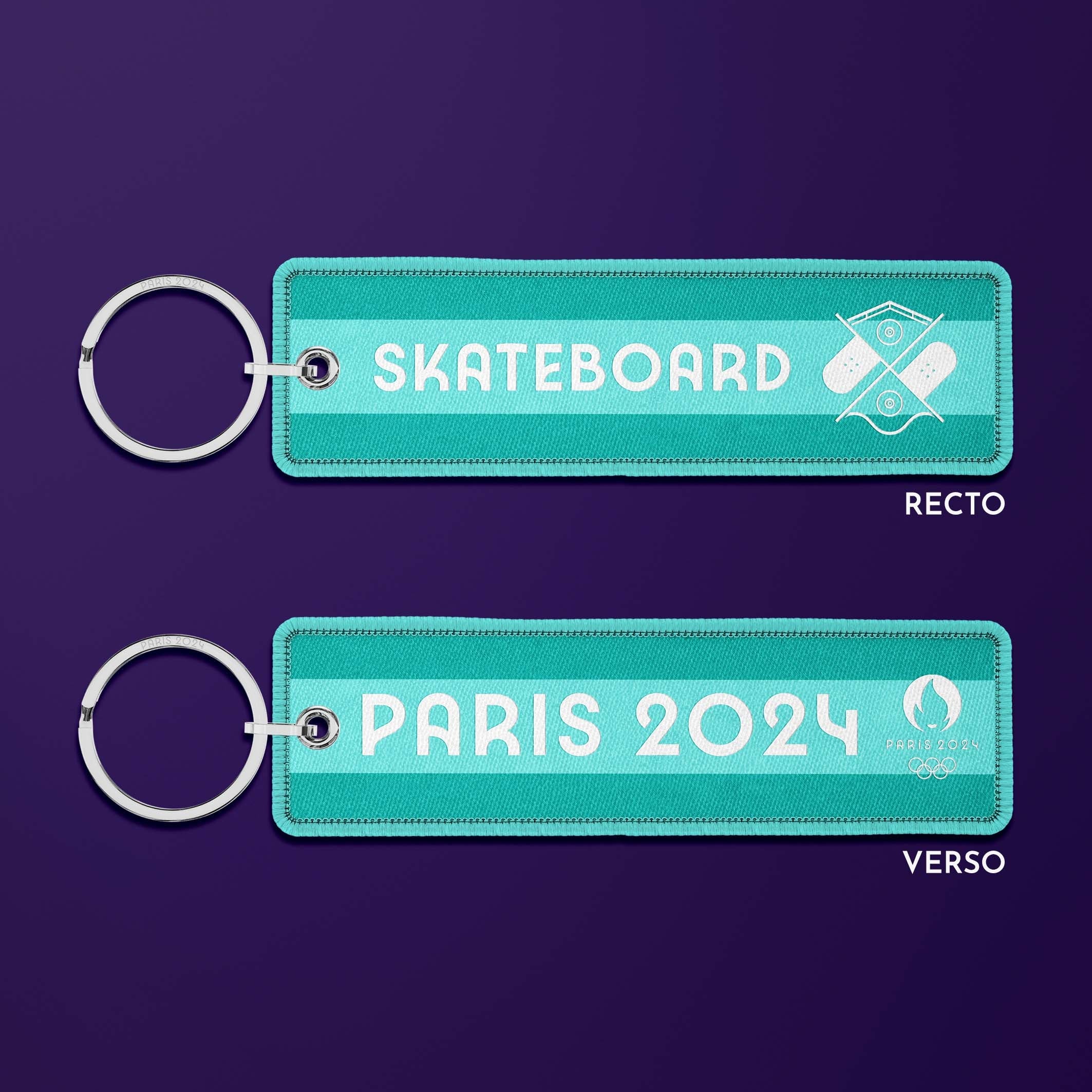 Porte-clés flamme Paris 2024 Sports & Stripes - Skateboard