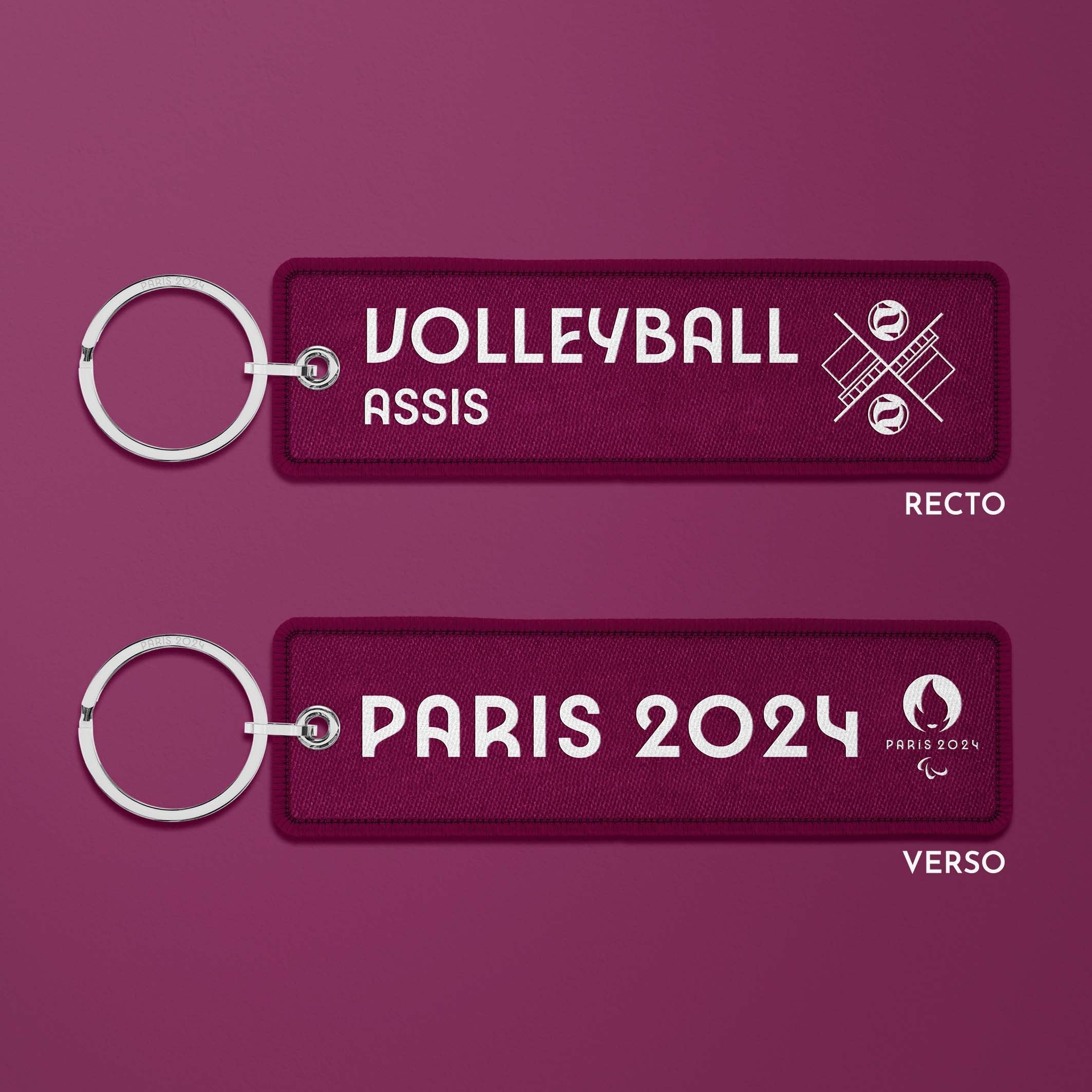 Porte-clés flamme Paris 2024 Burgundy - Volleyball assis